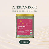 Luxmi Estates African Rose + Hibiscus Herbal Tea Pack Of 2 - 50gm Tin, 1.7 Ounce | USDA Certified Organic Tea - Caffeine Free Herbal Tea Bags | Rich In Antioxidants, Additives Free